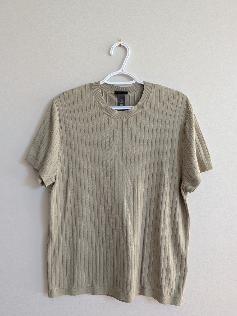 H&M Short Sleeve Ribbed Knit Tee - Khaki